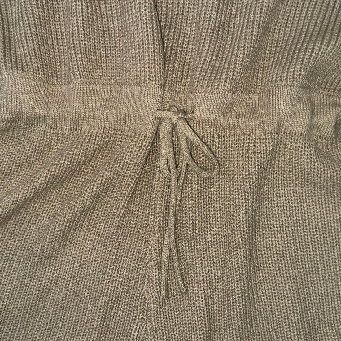 Papermoon Sweater Tan knit romper shorts jumpsuit Tie Waist NWT Size Large