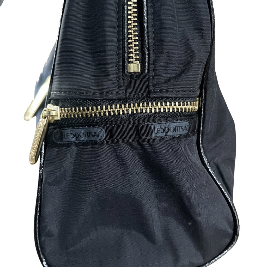 LeSportsac Signature Small Satchel Nylon Handbag Black Top Handle Casual Chic