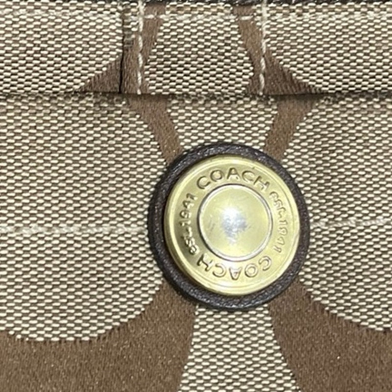 Coach Signature Khaki Brown Canvas Jacquard Hampton Tote Shoulder Bag Y2K