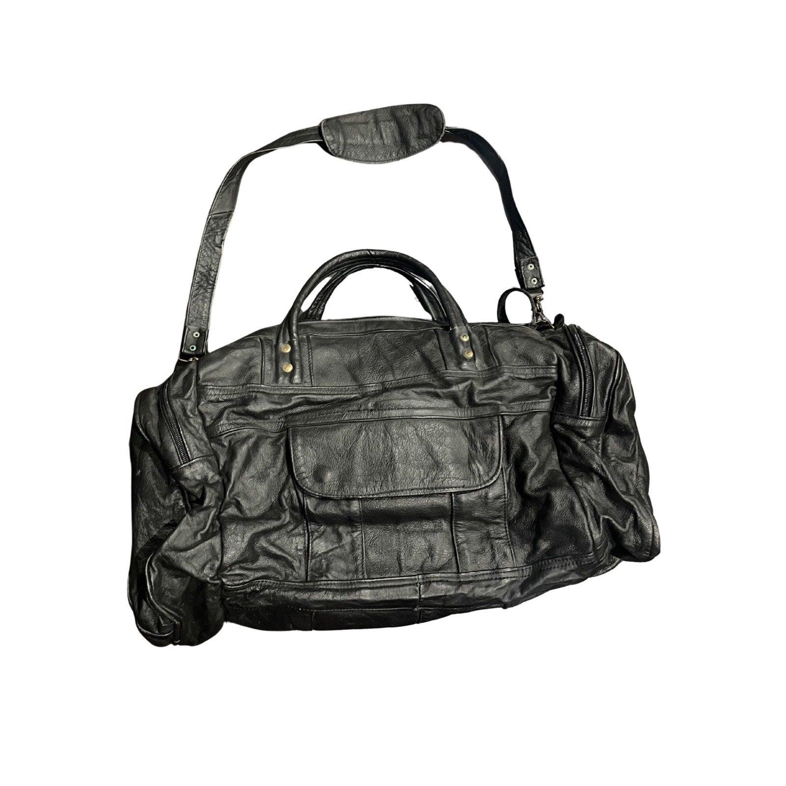 Genuine Leather Vintage Duffle Travel Bag Made in Mexico Luggage Weekender