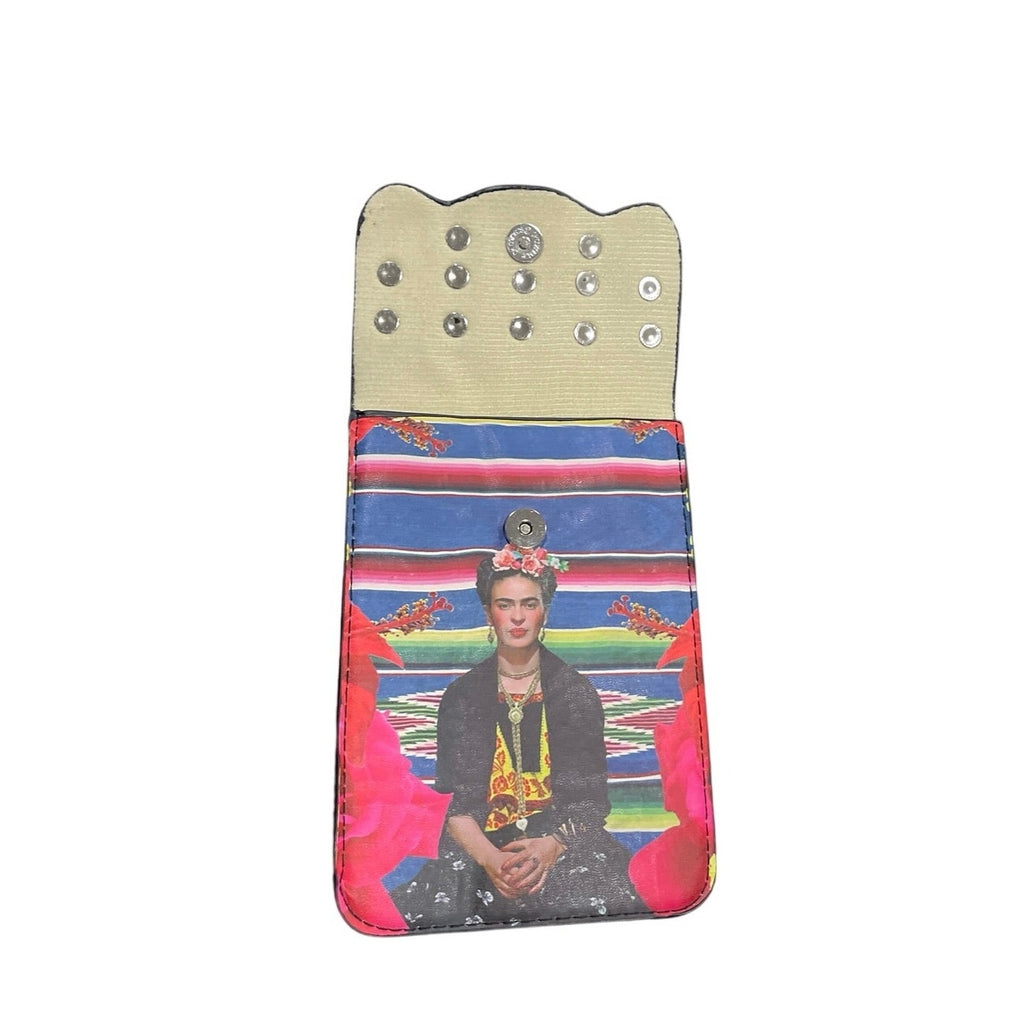 Frida Kahlo Studded Flap Small Cell Phone Tech Pouch Bag Wallet Artisanal