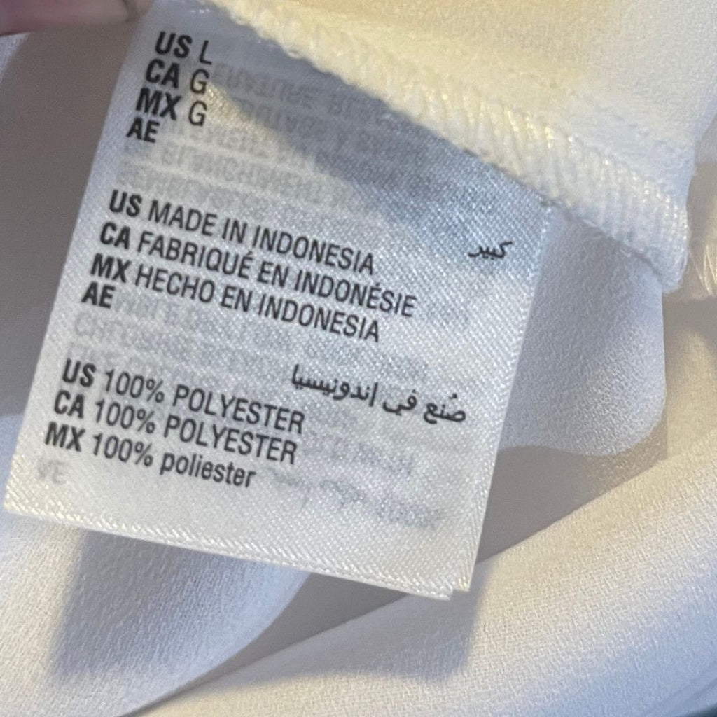 Alfani White Faux Wrap Blouse Flutter Sleeves Size Large Career Office Preppy