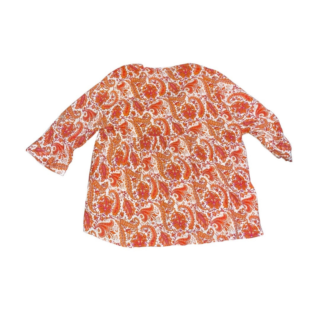 Cynthia Rowley Linen Blend Top Blouse Paisley Floral Design Plus Size 3X