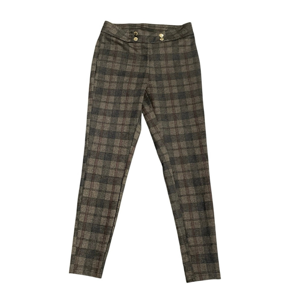 Zac & Rachel Skinny Ankle Plaid Pull On Slim Fit Pants SZ S Preppy Academia