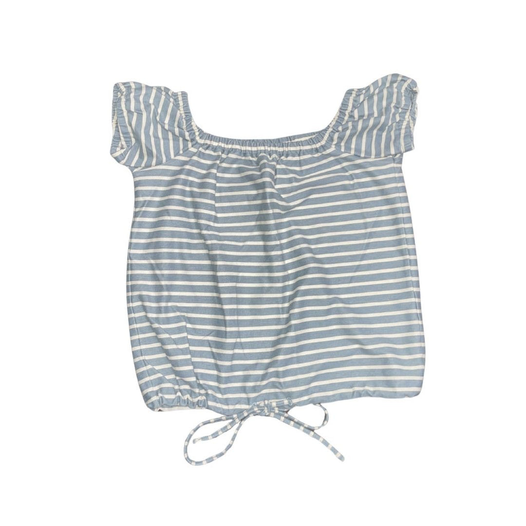 Madewell Striped Melody Off the Shoulder Peasant Blouse Cinch Waist Size XXS