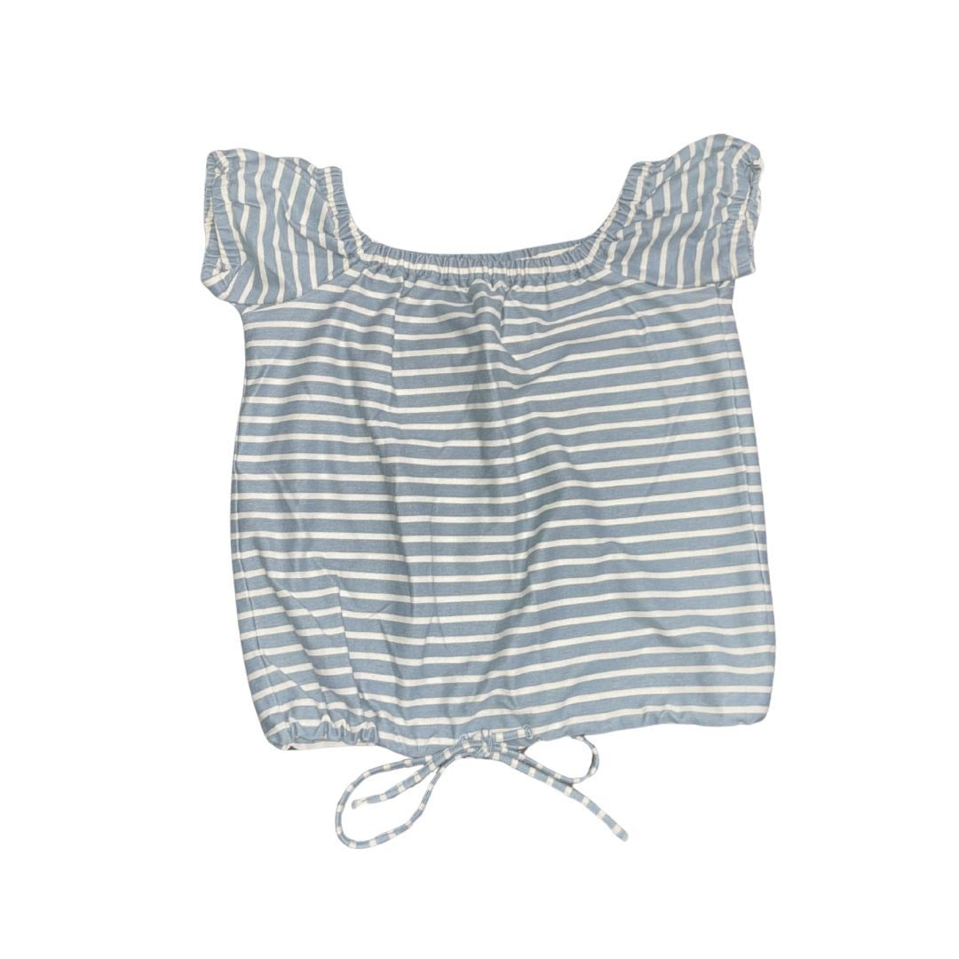 Madewell Striped Melody Off the Shoulder Peasant Blouse Cinch Waist Size XXS