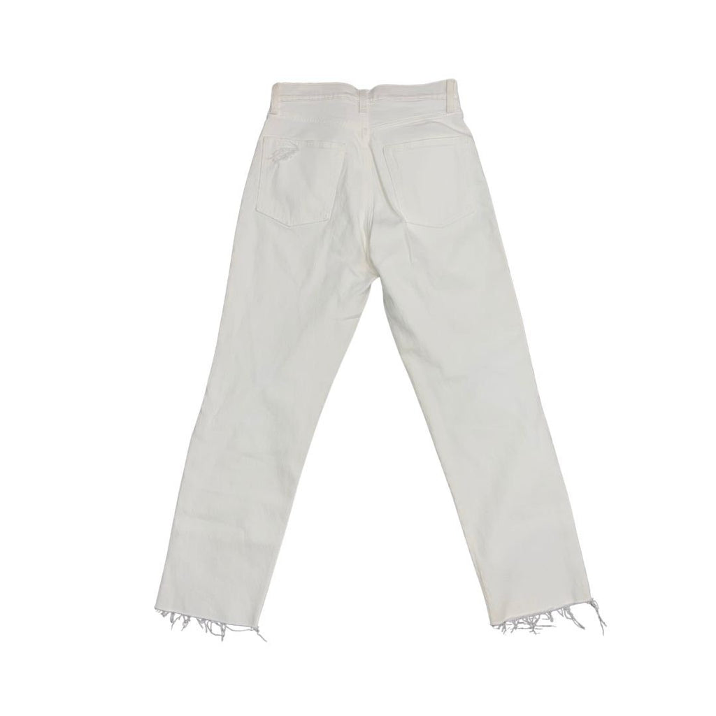 Gap Cheeky Straight Sky High Denim Jeans Size 28 Raw Hem 90s Distressed Ivory