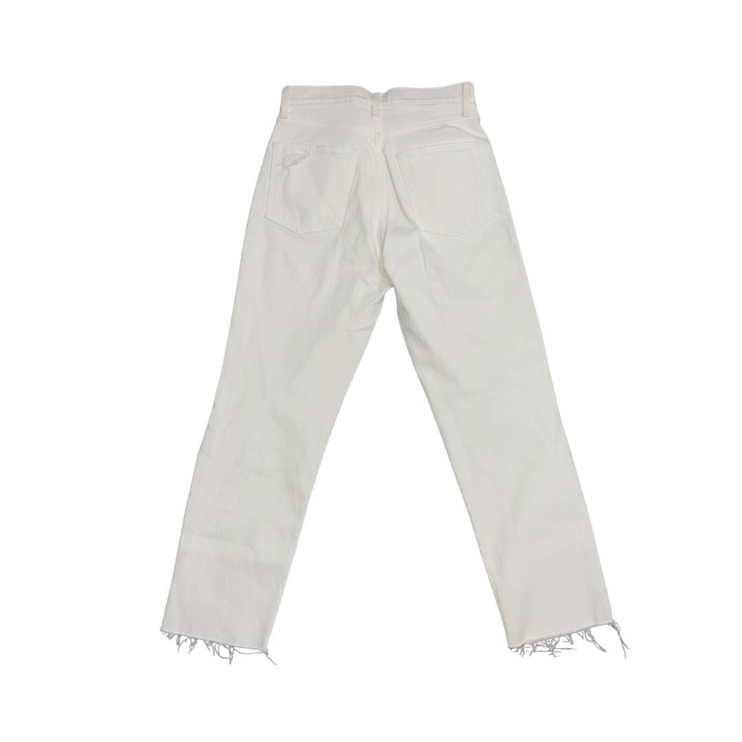 Gap Cheeky Straight Sky High Denim Jeans Size 28 Raw Hem 90s Distressed Ivory
