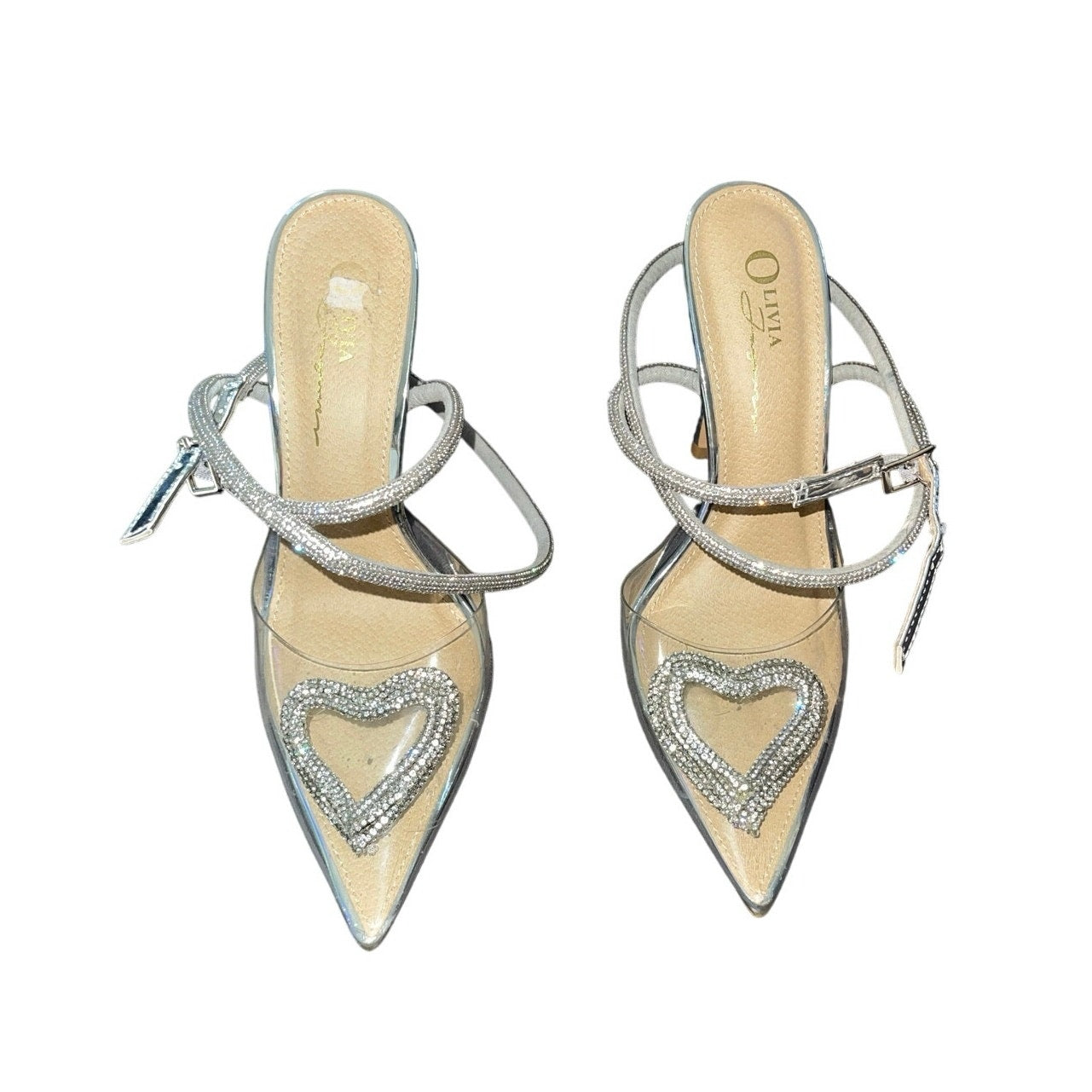 Stylish strappy Olivia Jaymes heart gem heels pump
