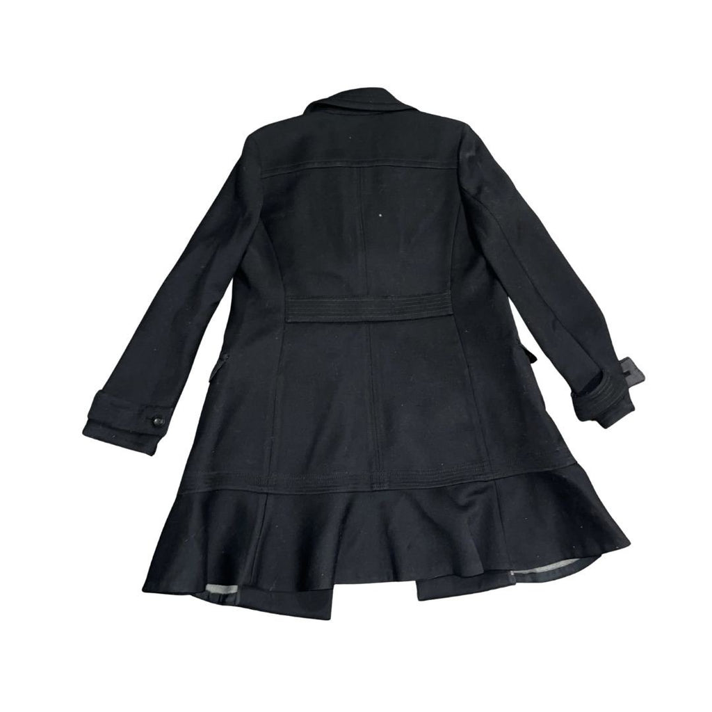 Juicy Couture Double Breasted Wool Trench Peacoat Size Large Ruffle Hem Y2K VTG