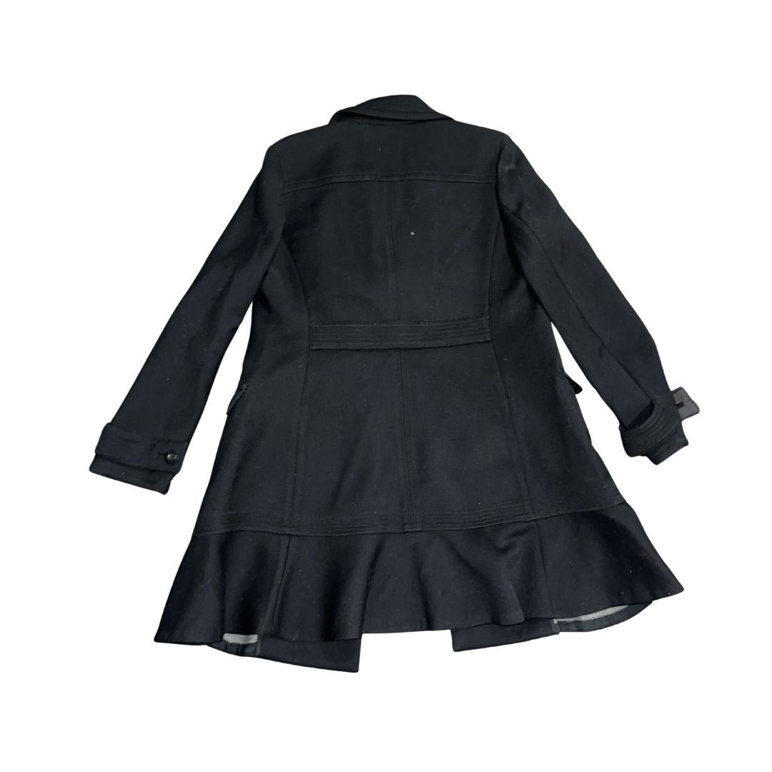 Juicy Couture Double Breasted Wool Trench Peacoat Size Large Ruffle Hem Y2K VTG