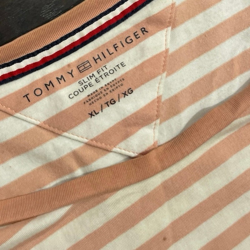 Tommy Hilfiger Men's Slim Fit Striped Long Sleeve Crewneck Shirt SZ XL Casual