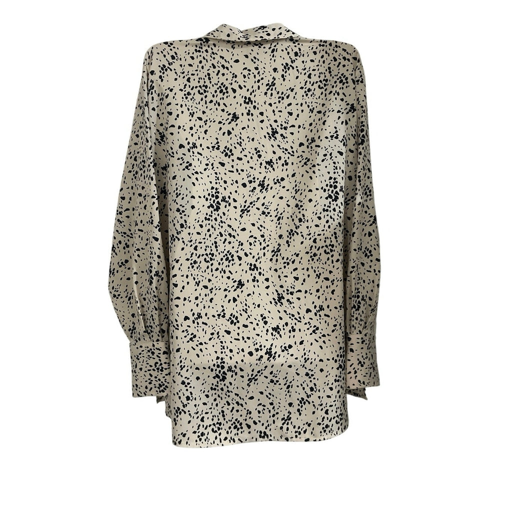 A New Day Animal Print Button Down Long Sleeve Blouse Size Large Career Office