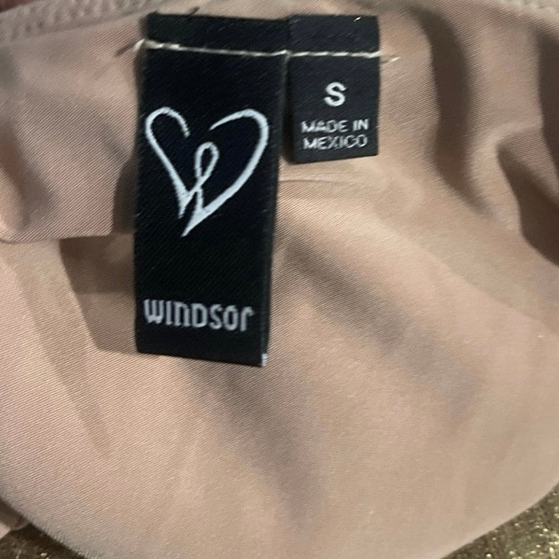 Windsor Gold Shimmery Tank Slit Bodycon Midi Dress Size Small Semi Formal Party