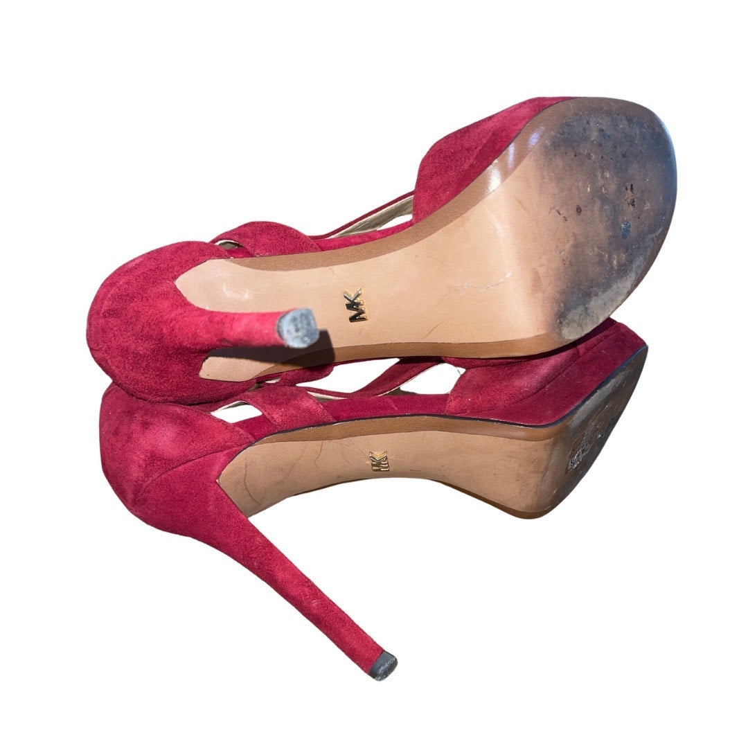 Michael Michael Kors Suede Leather Red Heels Size 8 Date night Party Glam