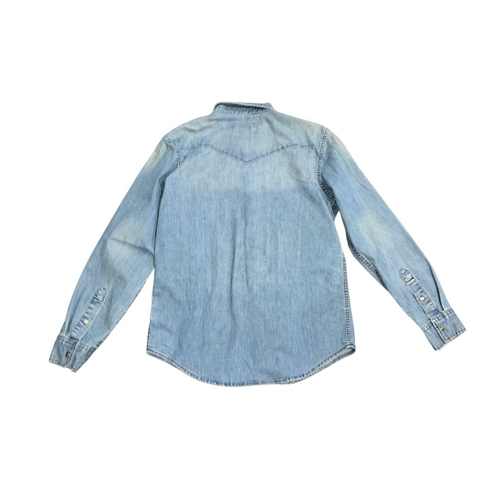 Old Navy Chambray Button down Long Sleeve Denim Size Medium Western Cowboy