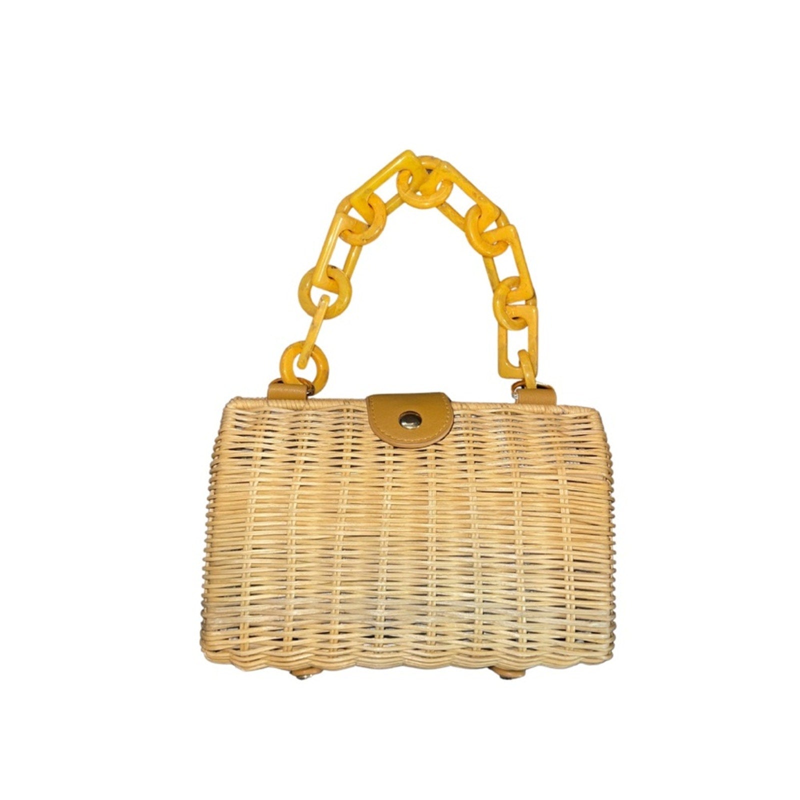 BTB Los Angeles Page Wicker Straw Clutch purse Resin Strap Vacation Summer NWT