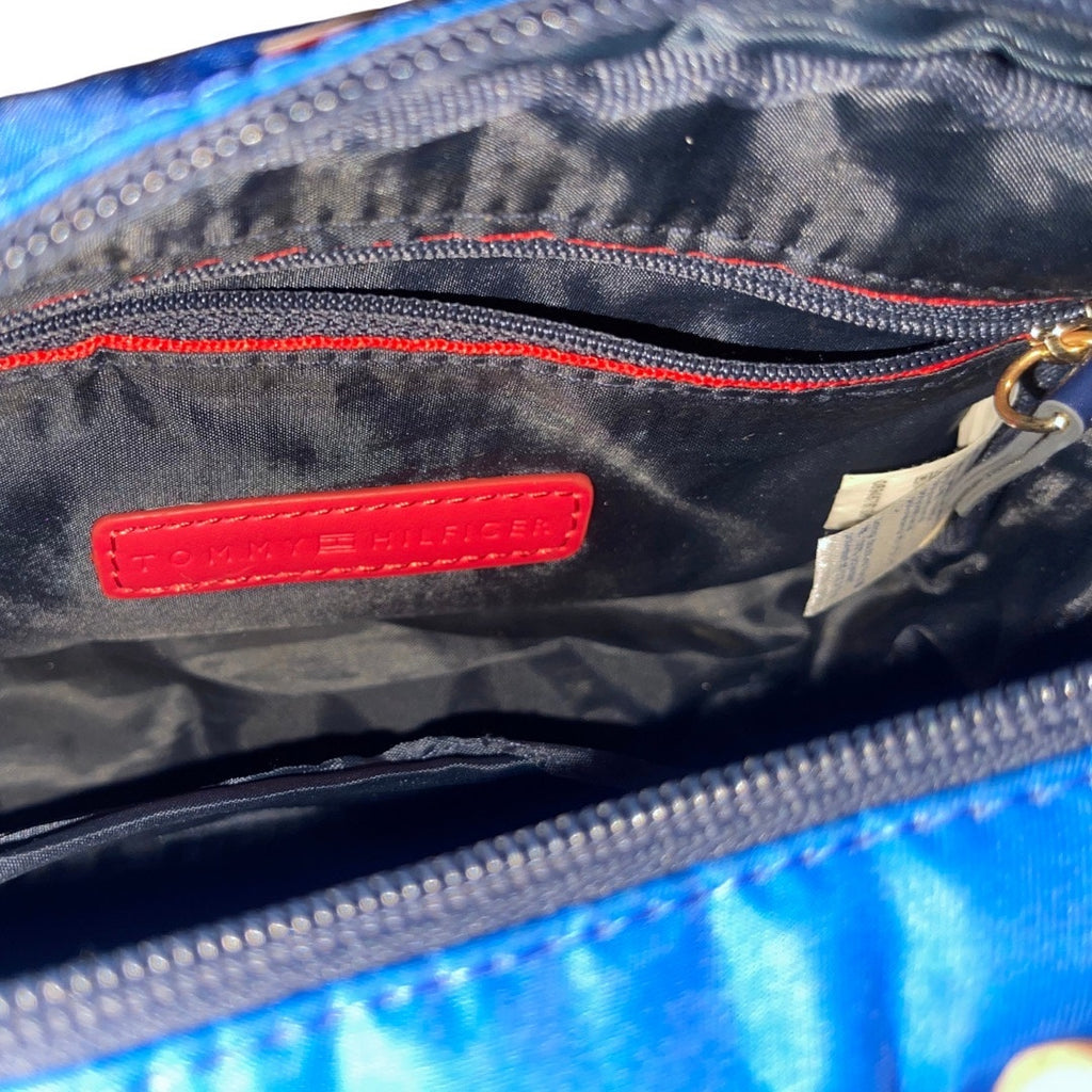 Tommy Hilfiger Logo Print Nylon Crossbody Purse Navy Blue Small