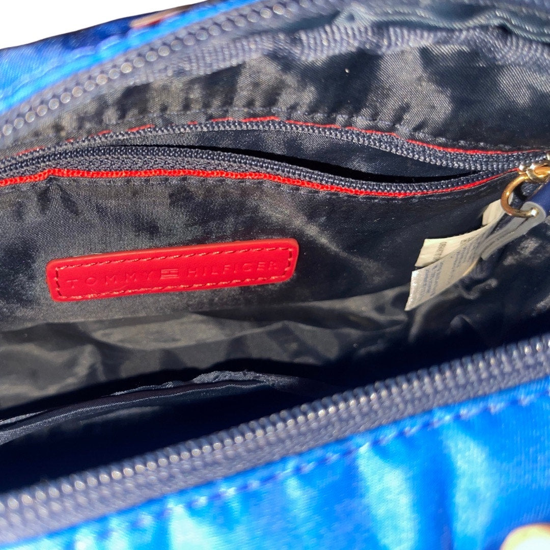 Tommy Hilfiger Logo Print Nylon Crossbody Purse Navy Blue Small