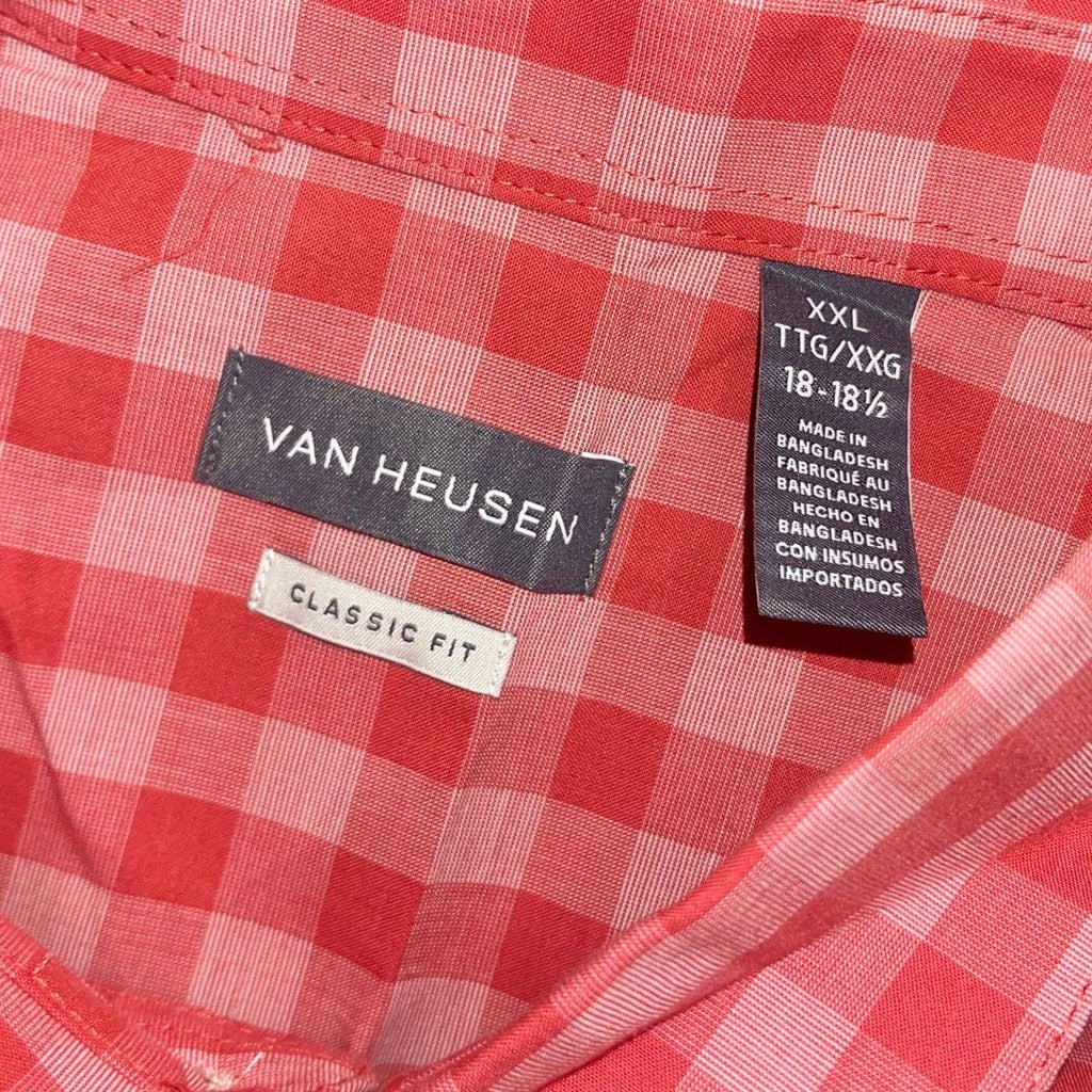Van Heusen Mens Short Sleeve Button Shirt Size XXL Classic Fit Casual Preppy