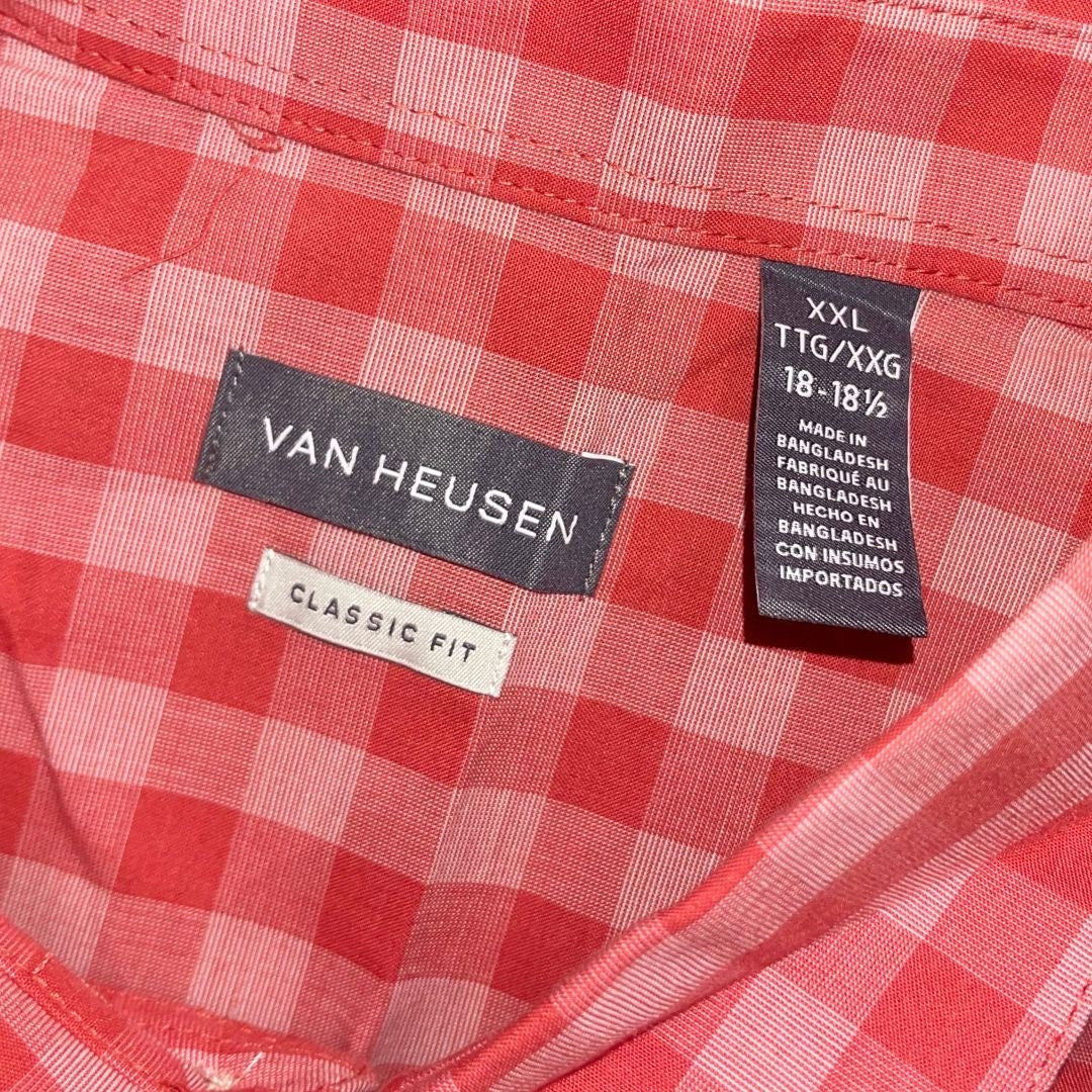 Van Heusen Mens Short Sleeve Button Shirt Size XXL Classic Fit Casual Preppy
