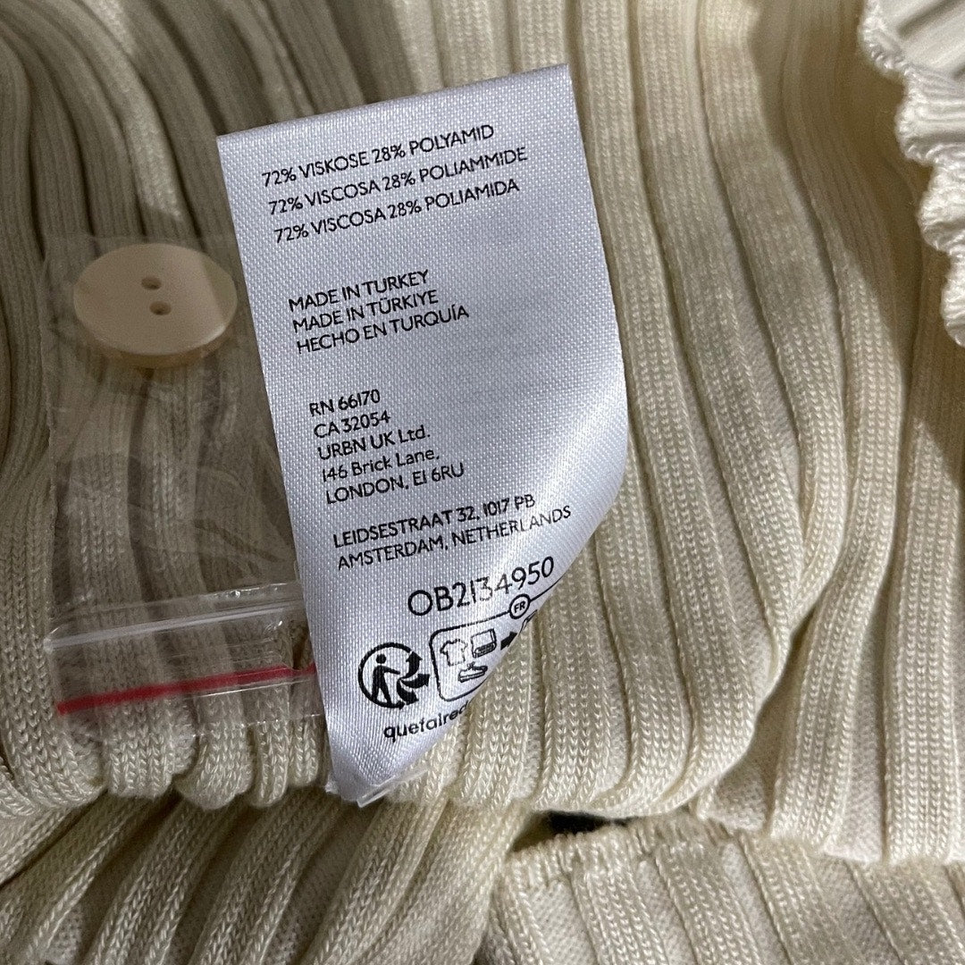 Kimchi Blue Ribbed Pointelle Button Crop Cardigan Size medium
