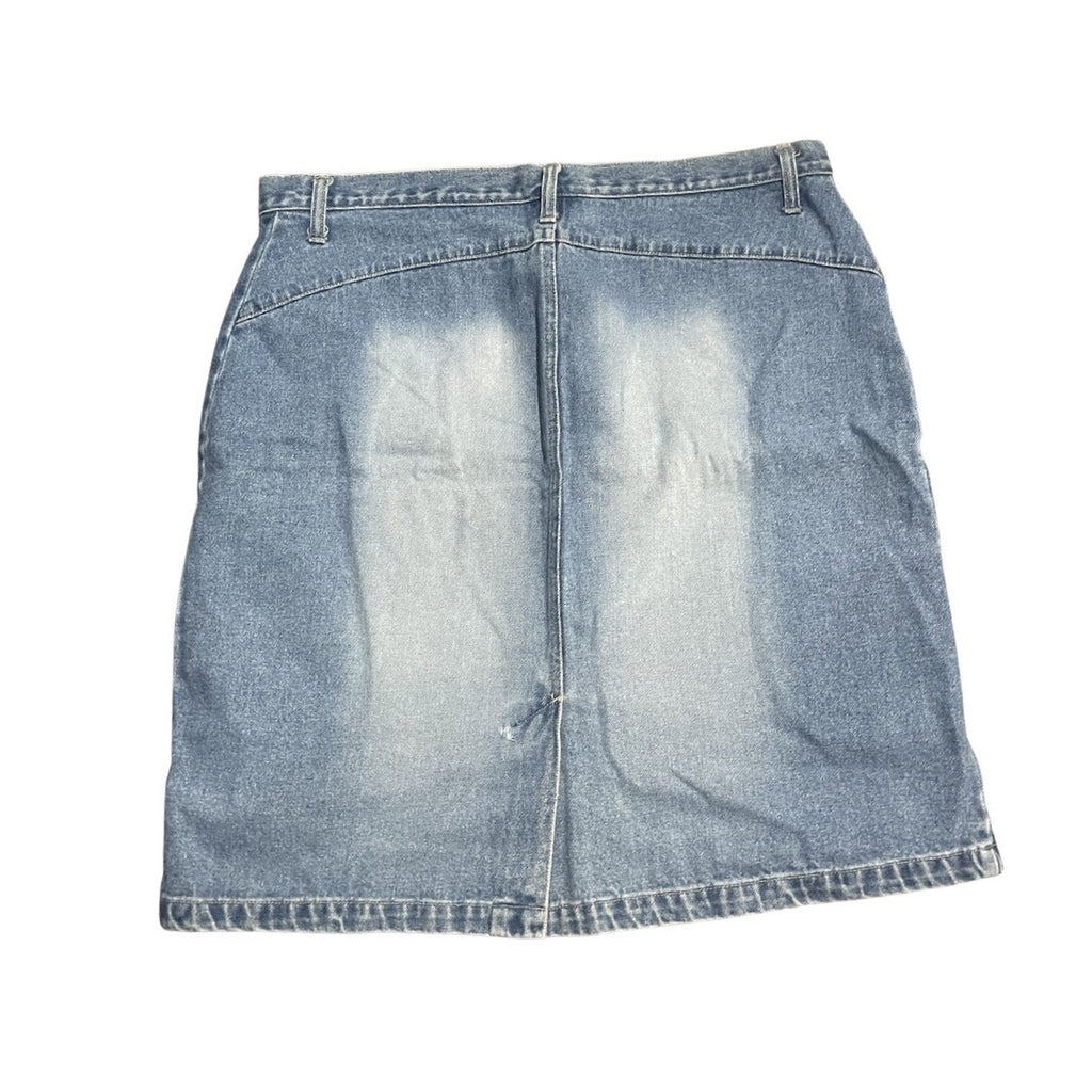Faded Glory Embroidered Leaf Denim Jean Skirt Plus 16 Western Cowgirl Rodeo VTG