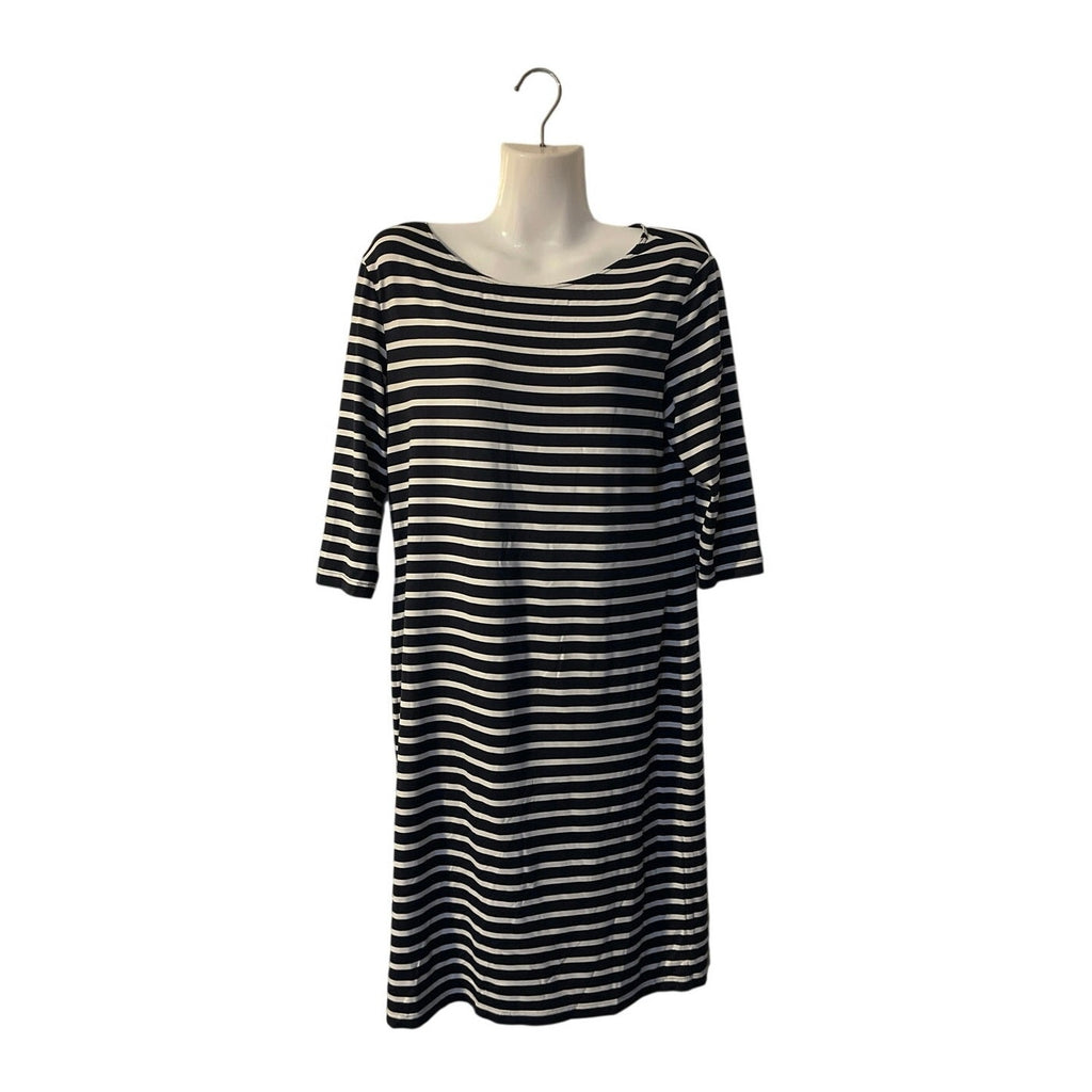 Saint James Striped Jersey Knit Shift Long Sleeve Dress Nautical Coastal Boating