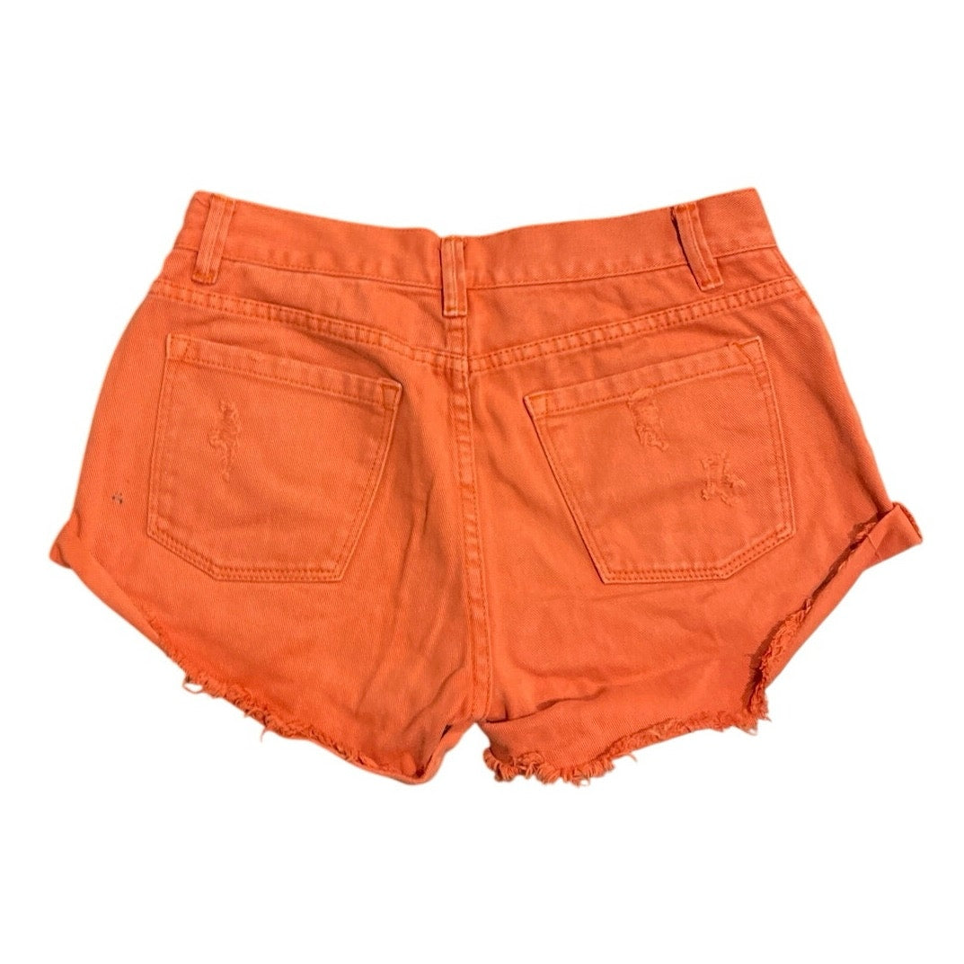 Amuse Society Rust Orange Distressed Denim Cutoff Shorts Size 27 Streetwear