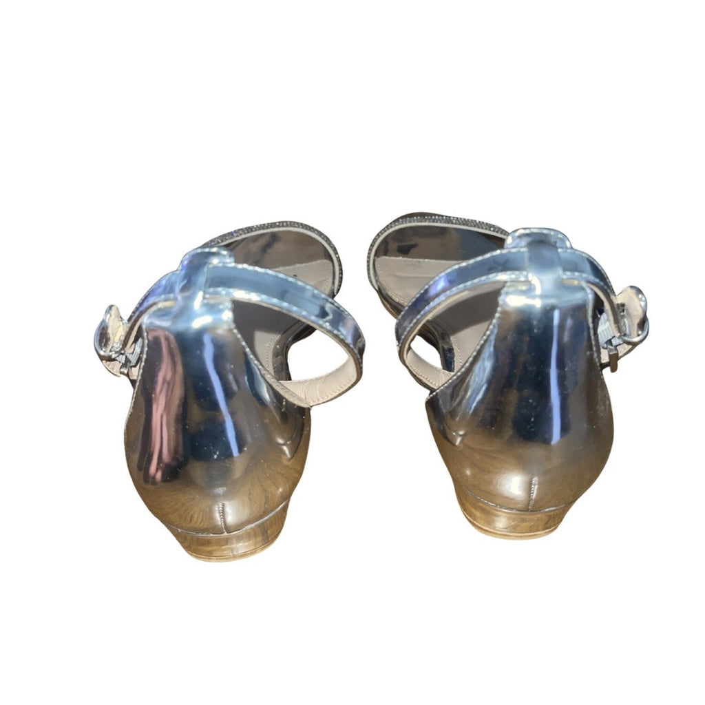 Aldo Kerina Mini Wedge Silver Rhinestone Sparkler Sandal Shoes Size 8.5 Dressy
