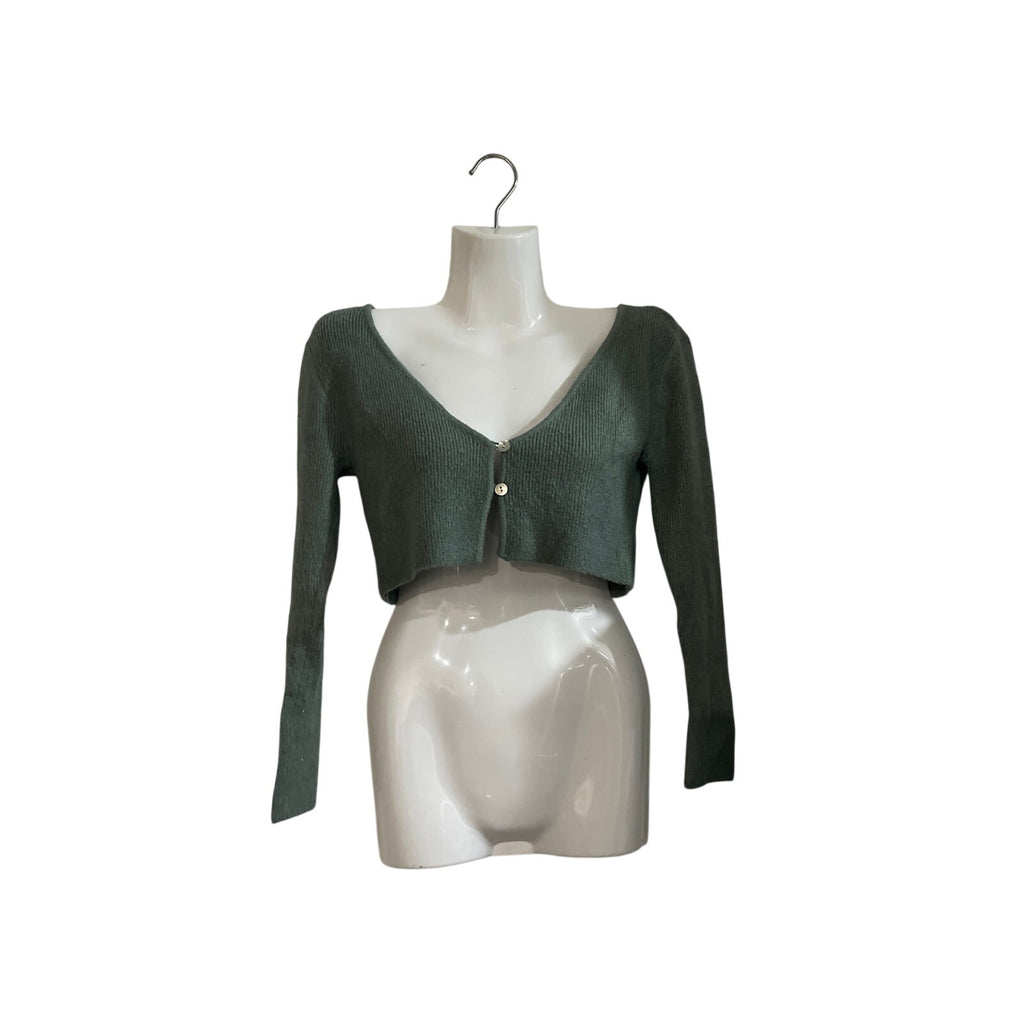 Cider Sage Green Ultra Cropped Button Knit Cardigan SZ S Slim Streetwear Y2K