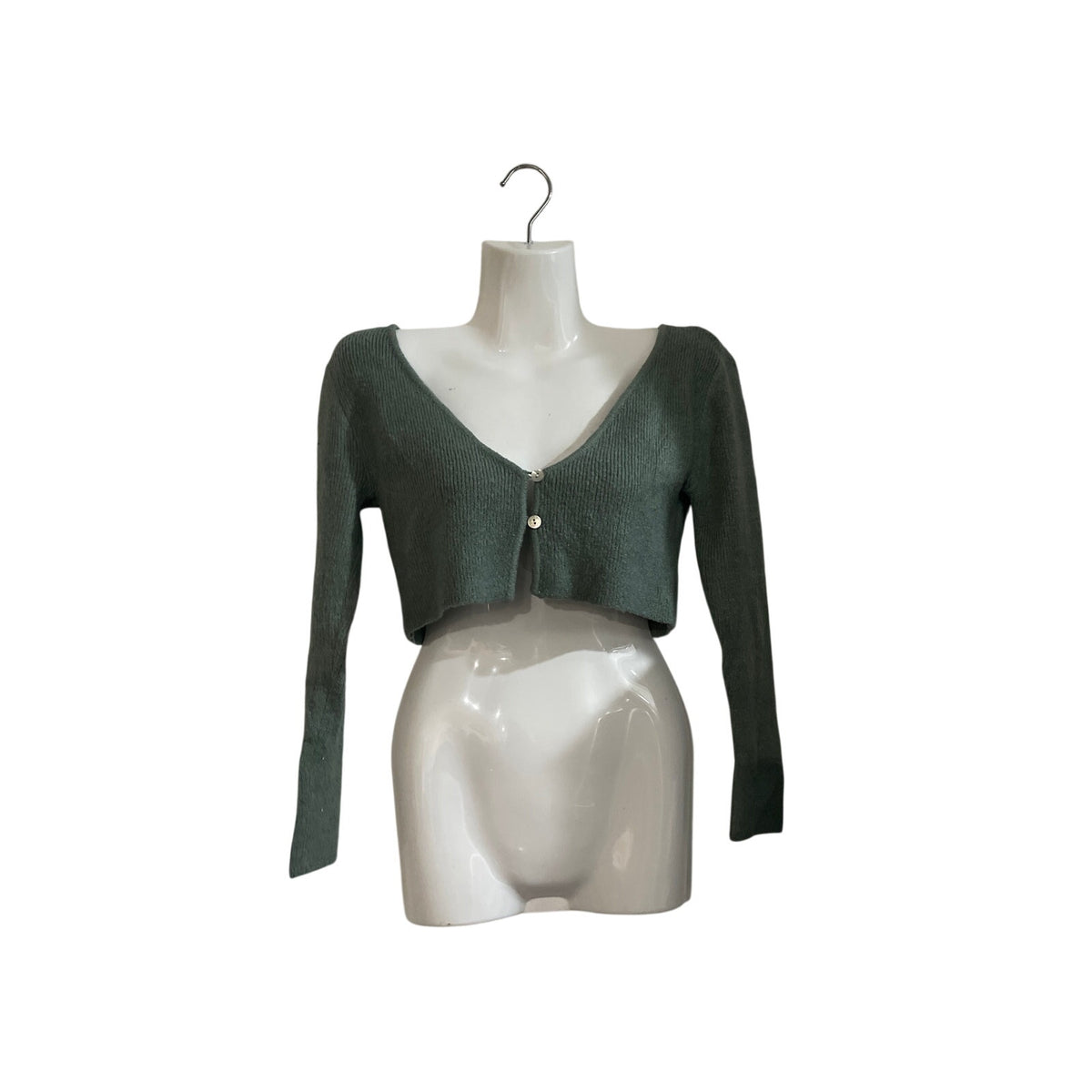 Cider Sage Green Ultra Cropped Button Knit Cardigan SZ S Slim Streetwear Y2K