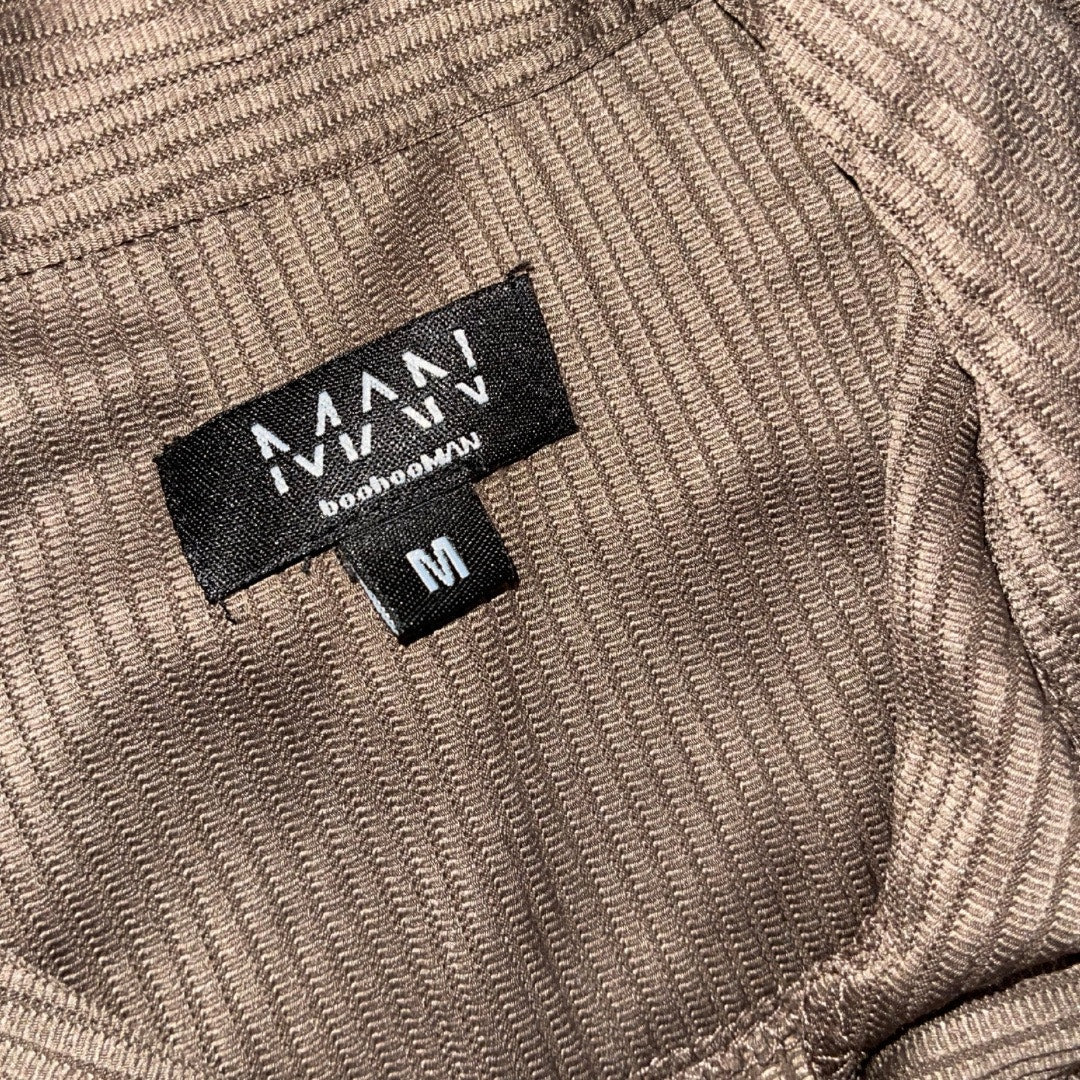 Boohoo Man Ribbed Button Down Short Sleeve Shirt Size Medium Retro