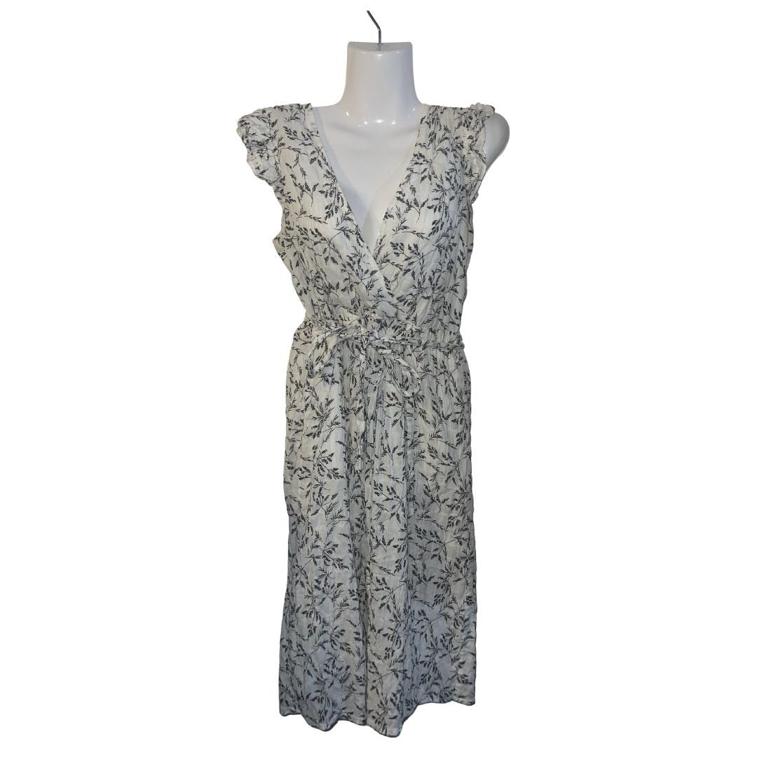 A New Day Faux Wrap Floral Print Flutter Sleeve Midi Dress Size XS Brunch Flirty