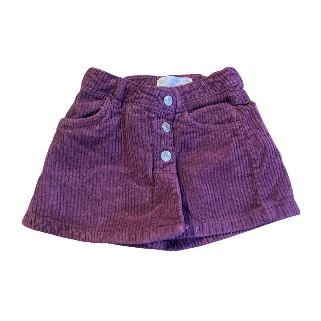 Zara Kids Girl Purple Corduroy Skort Size 2-3 Kidscore Shorts Summer Spring