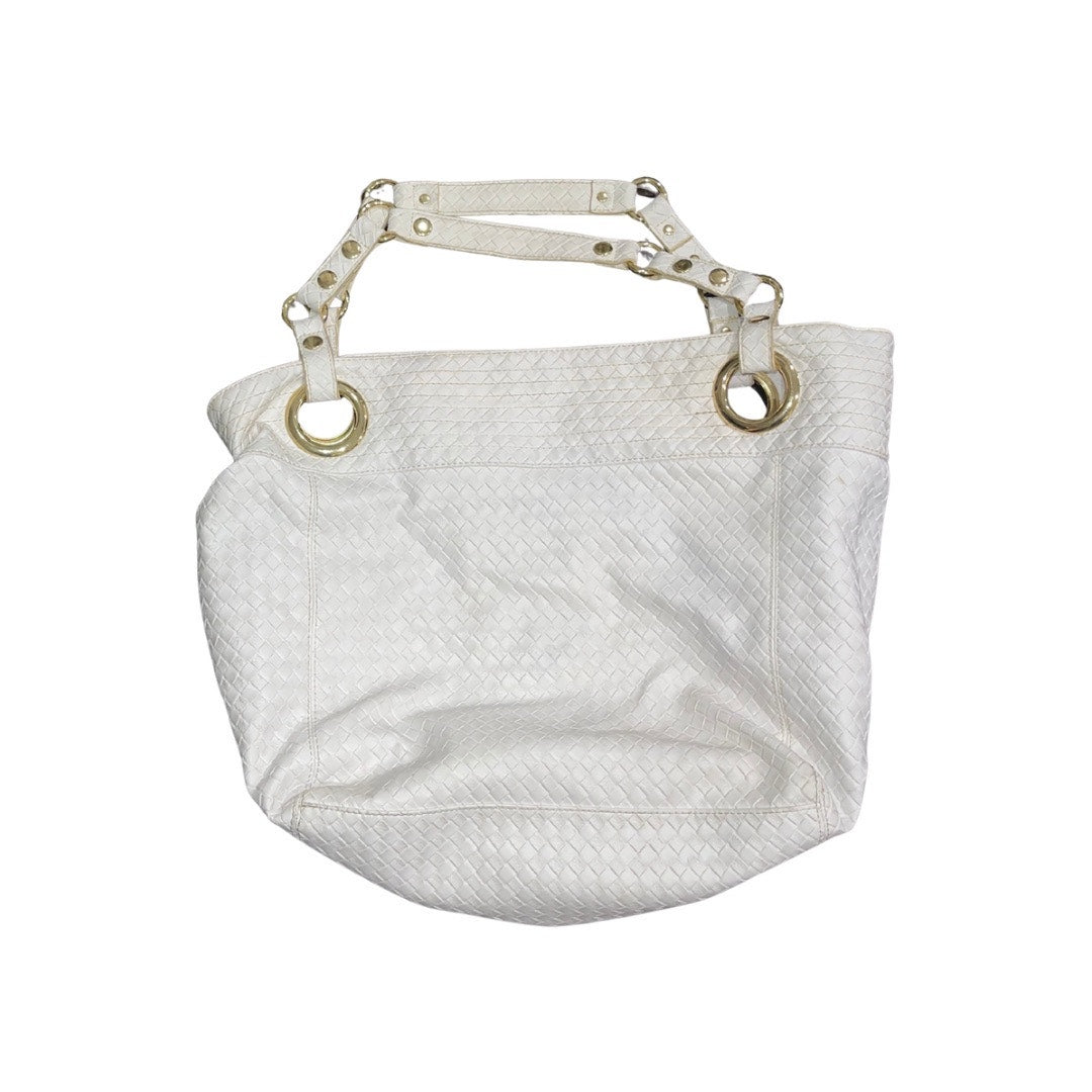 Steven by Steve Madden Woven White Shoulder Bag Faux Leather Tote Y2K Boho