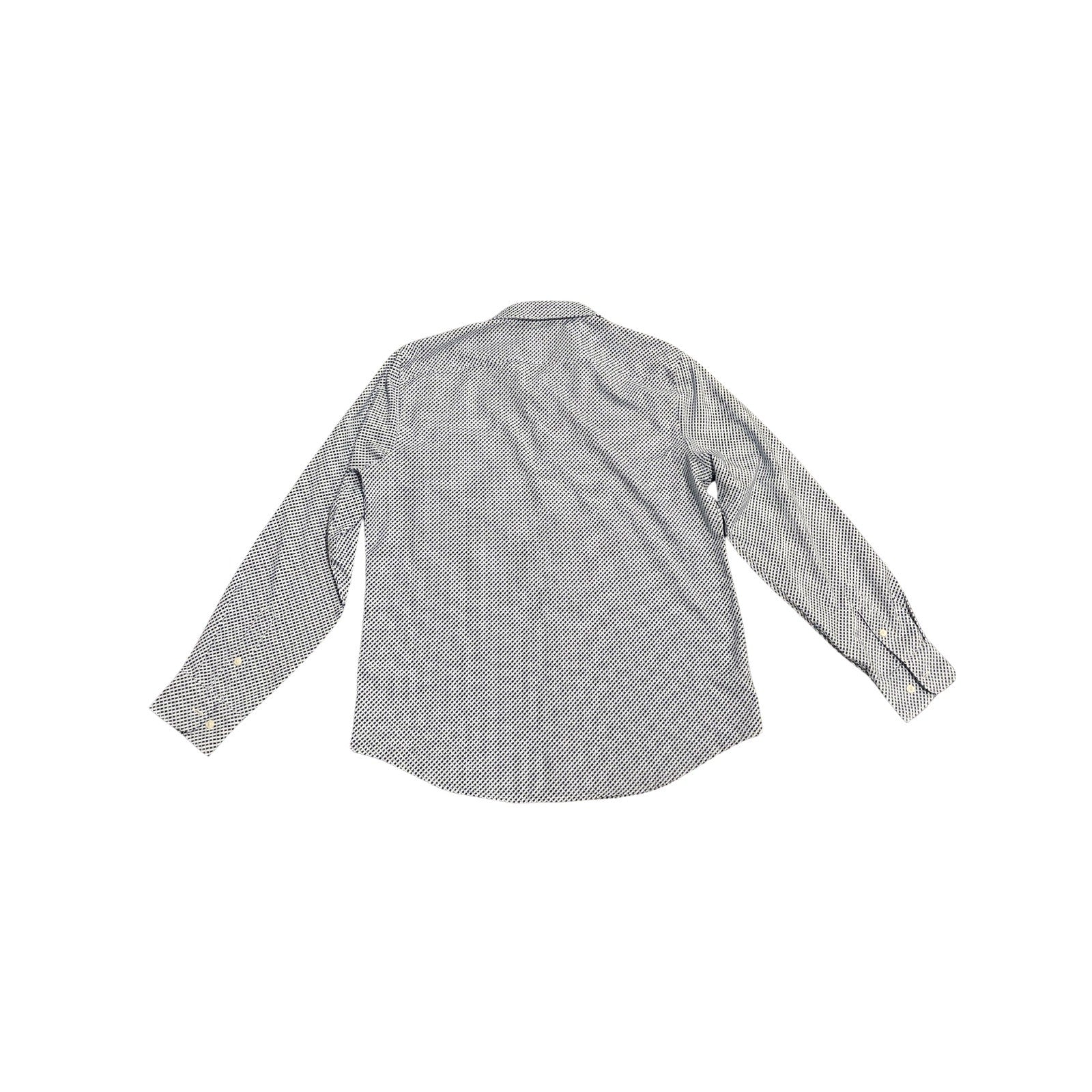Perry Ellis Stretch Dress Long Sleeve Shirt Large Blue White Geometric Career
