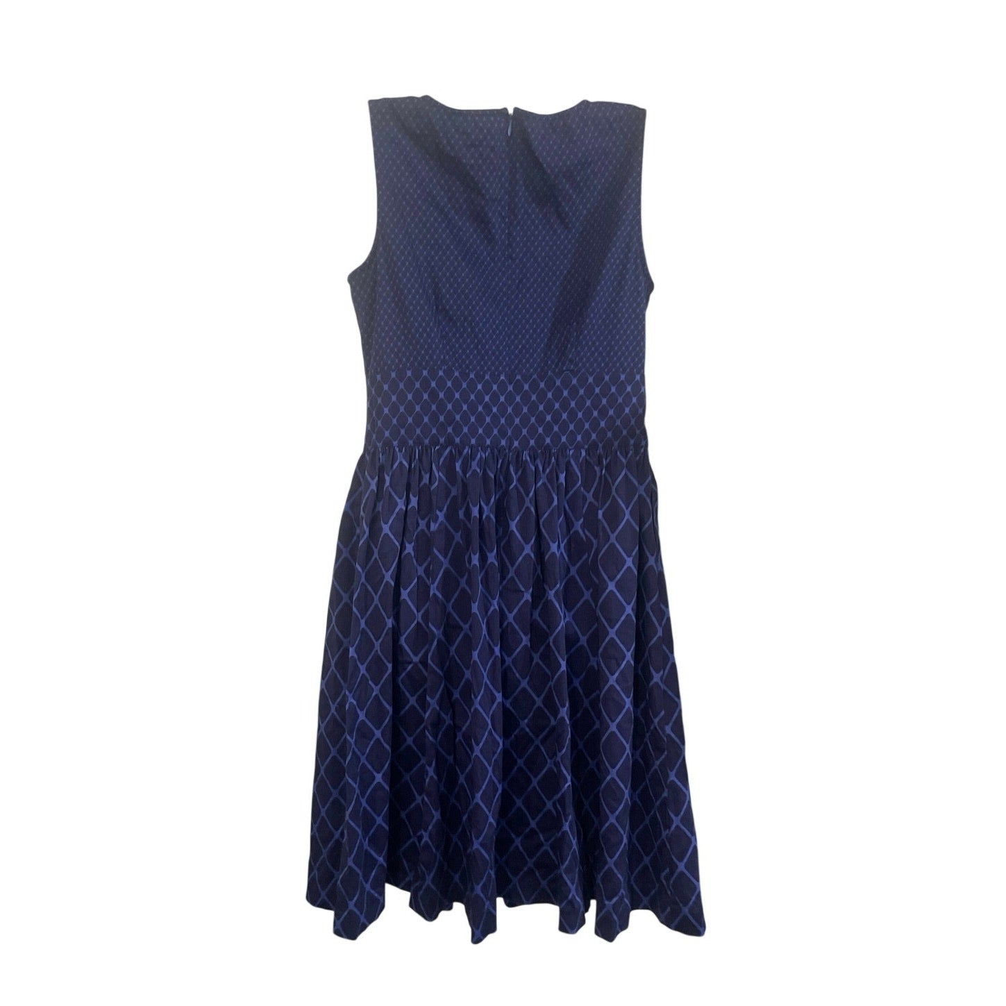 Isaac Mizrah Live Sleeveless Navy Blue Fit & Flare Dress Size 8 Diamond Jacquard