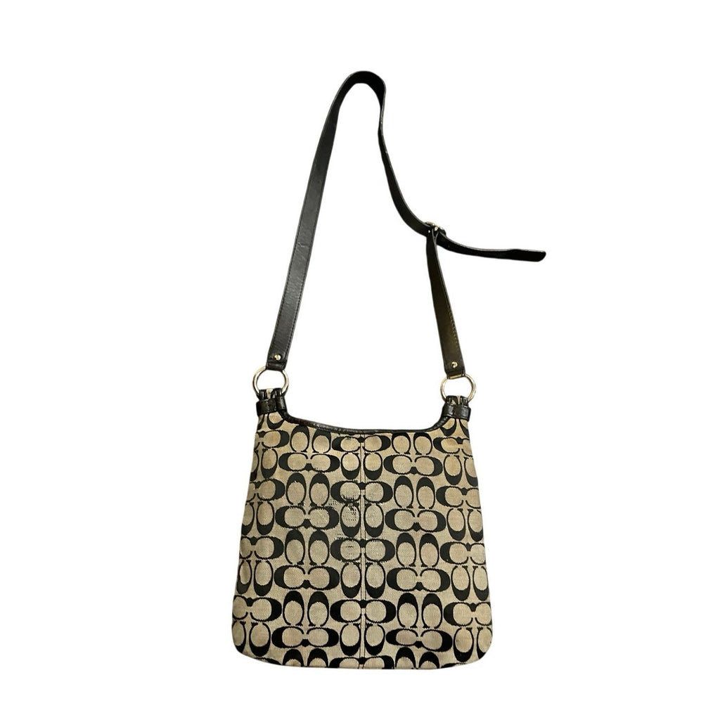 Coach Penelope Canvas Signature C Jacquard Hippie Crossbody Bag #F16536