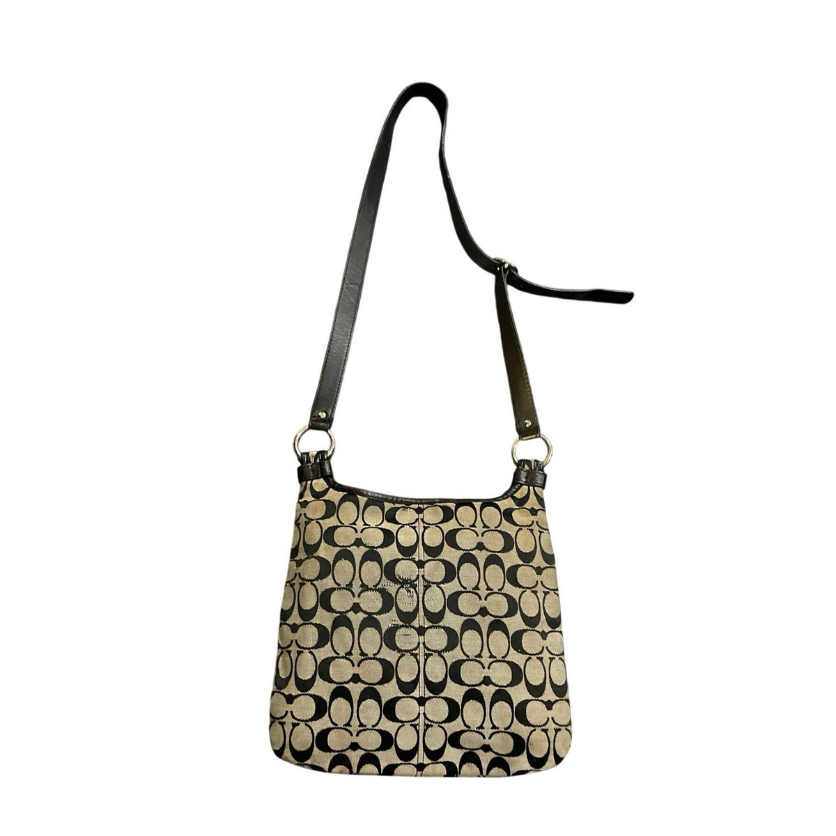 Coach Penelope Canvas Signature C Jacquard Hippie Crossbody Bag #F16536