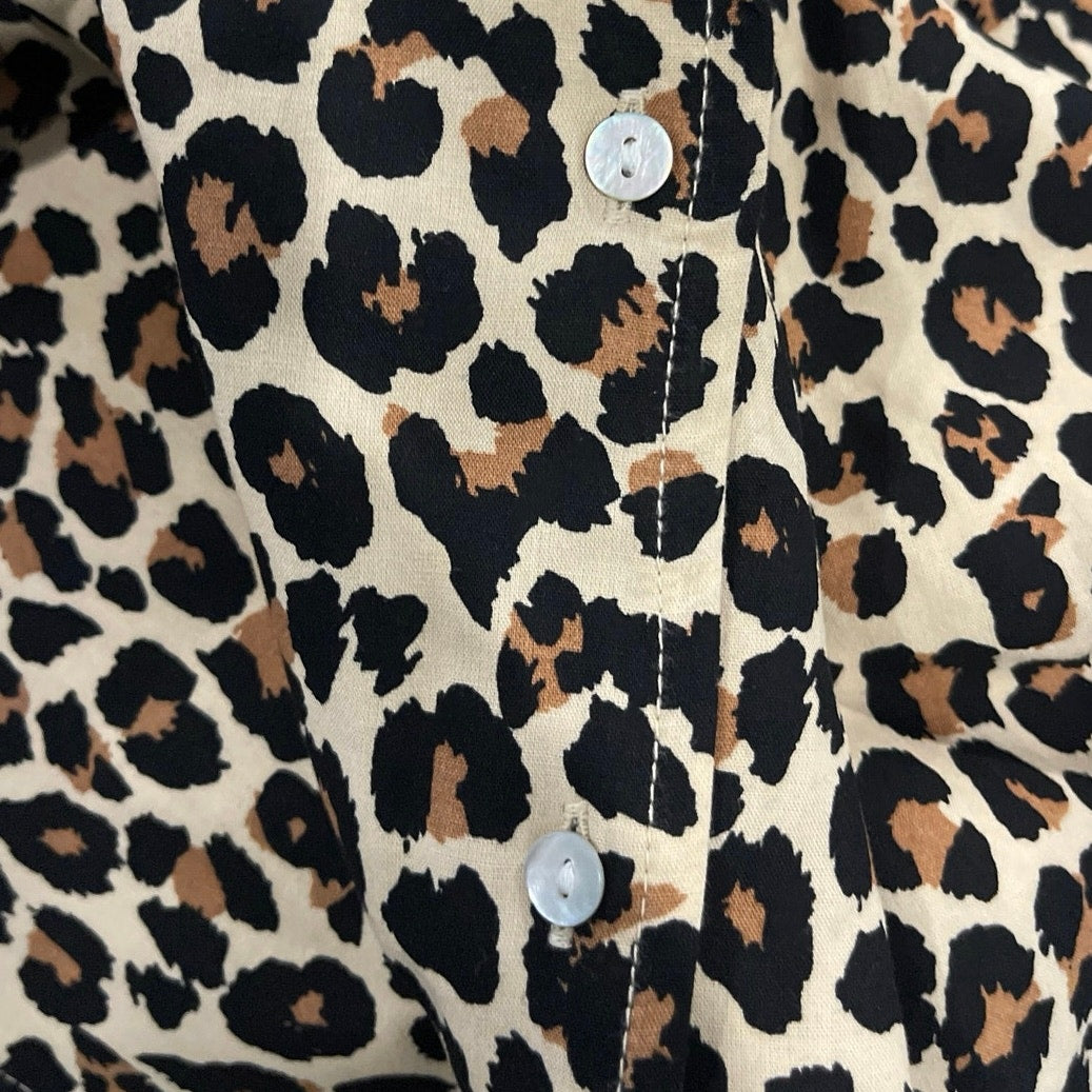 Brixton Animal Print Short Sleeve Button Up Boxy Camp Shirt SZ Large Relaxed Fit