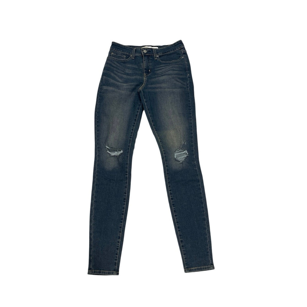 Levis Strauss Mid Rise Super Skinny Distressed Denim Jeans SZ 28 Streetwear