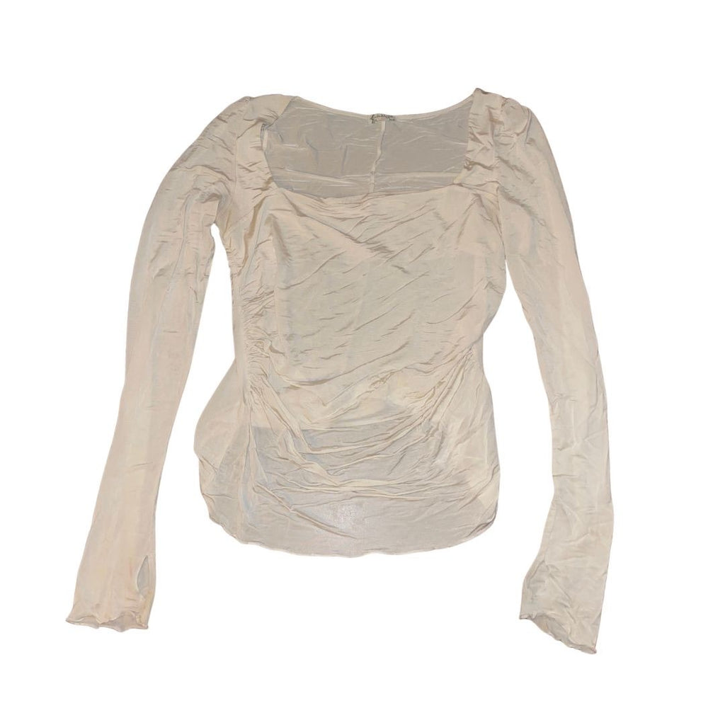 Intimately Free People Square Neck Long Sleeve Ruched Top Blouse Size Medium