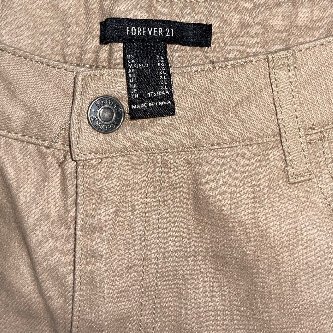 Forever 21 Cargo Tan Wide-Leg Fit Pants Cargo Pockets Size XL Y2K NWT