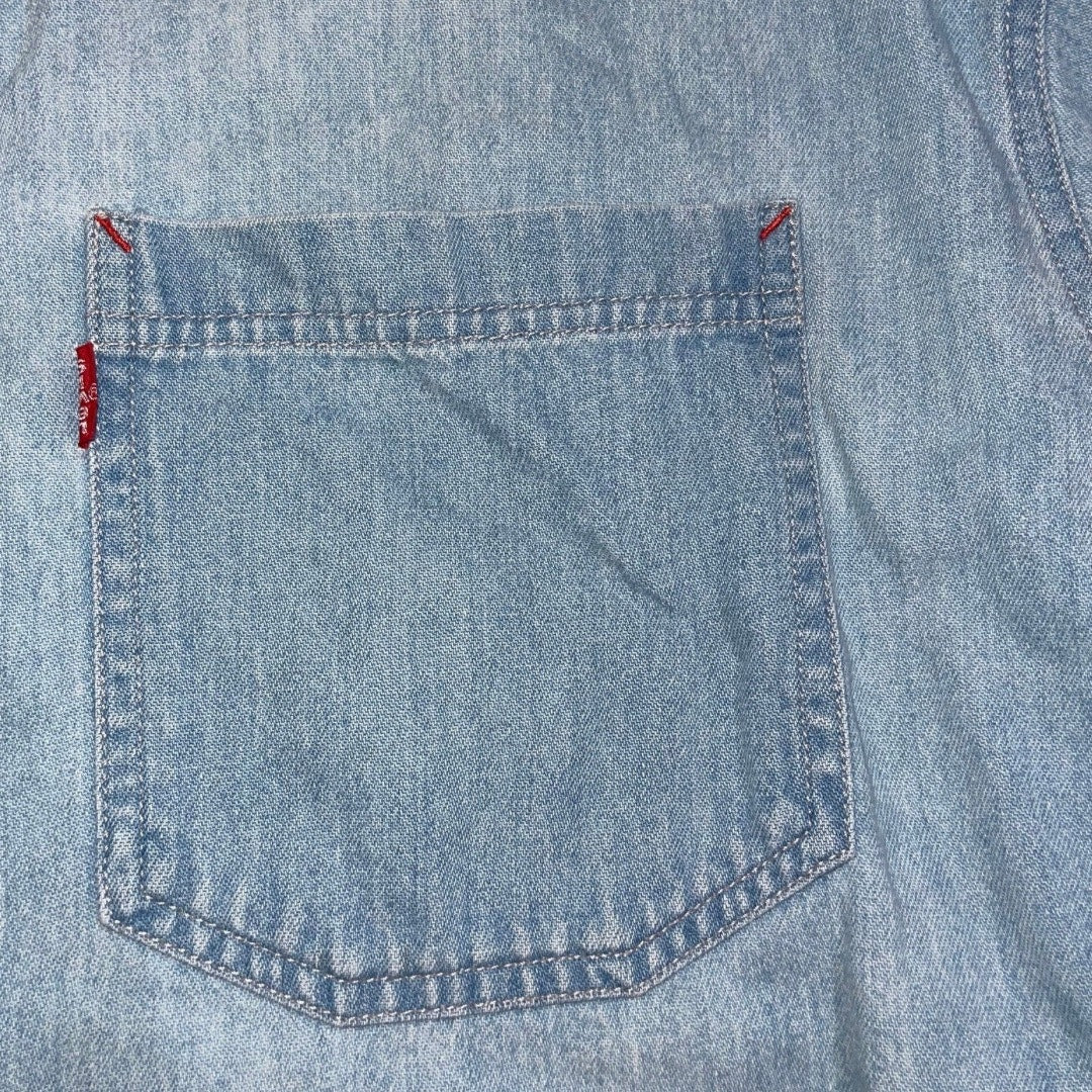 Vintage Levi's Mens Green Two Horse Brand Denim Button Shirt Size Large Western