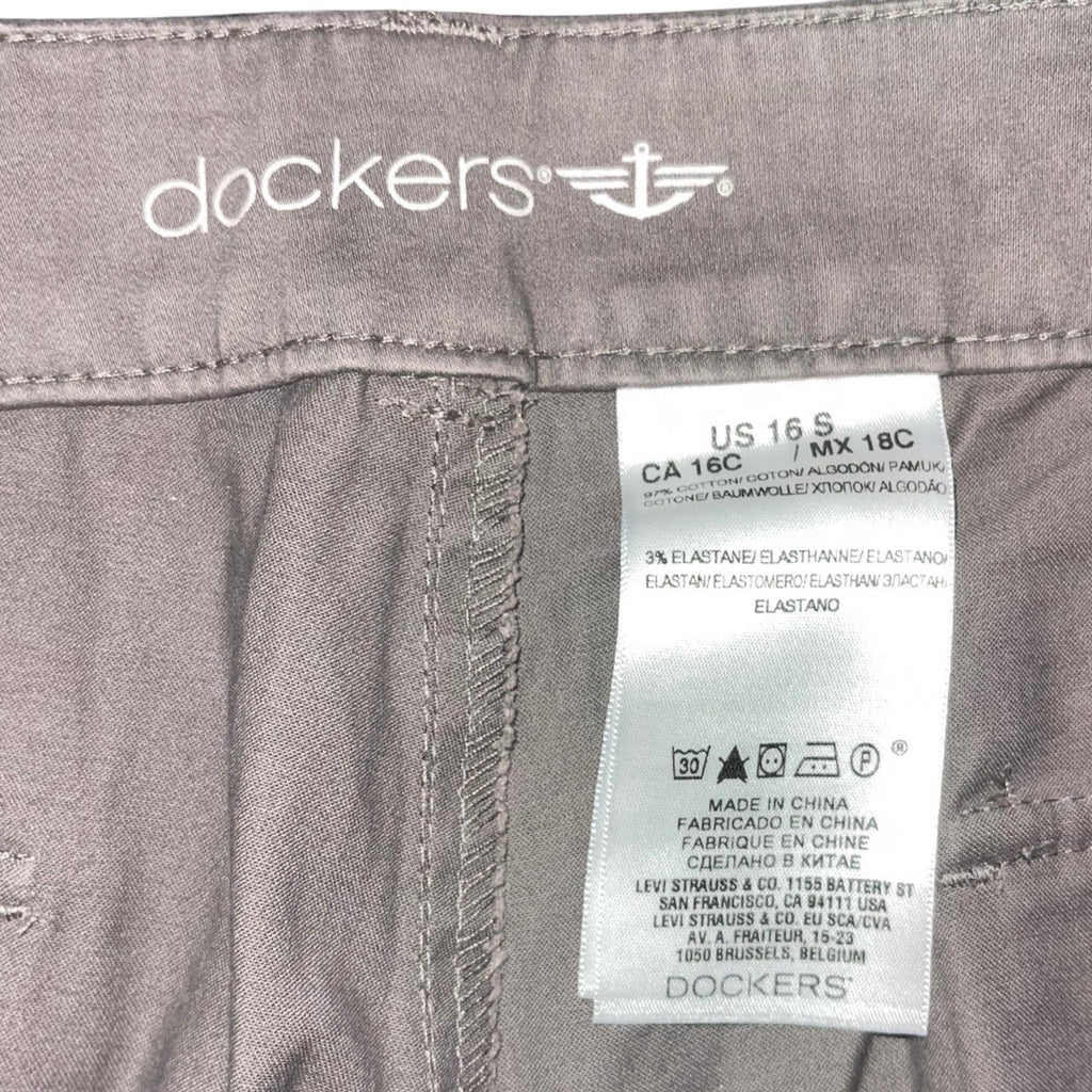 Dockers Women Chino Gray Khaki Straight Fit Pants Plus SIze 16 Casual Preppy