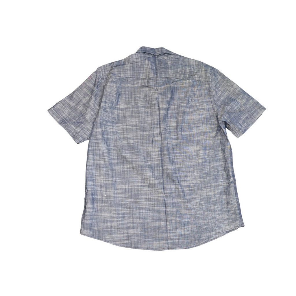 Alfani Button Short Sleeve Shirt Blue Plaid Size XL Casual Nautical Comfortable