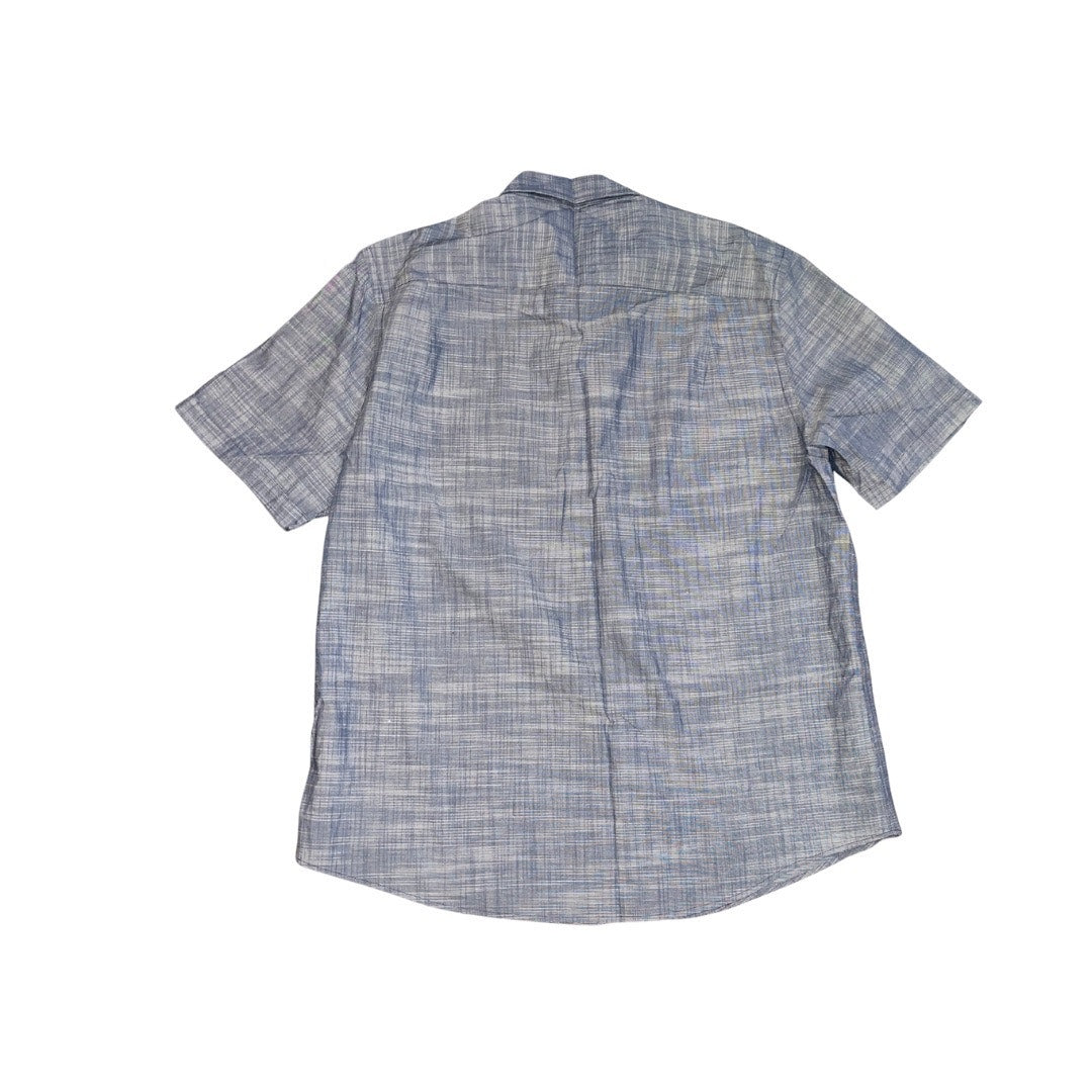 Alfani Button Short Sleeve Shirt Blue Plaid Size XL Casual Nautical Comfortable
