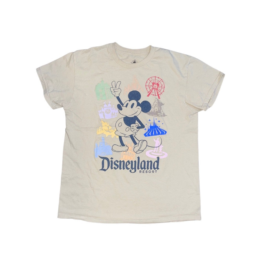 Disneyland Resort Park Icons Mickey Peace Sign T-shirt 100% Cotton Size Medium