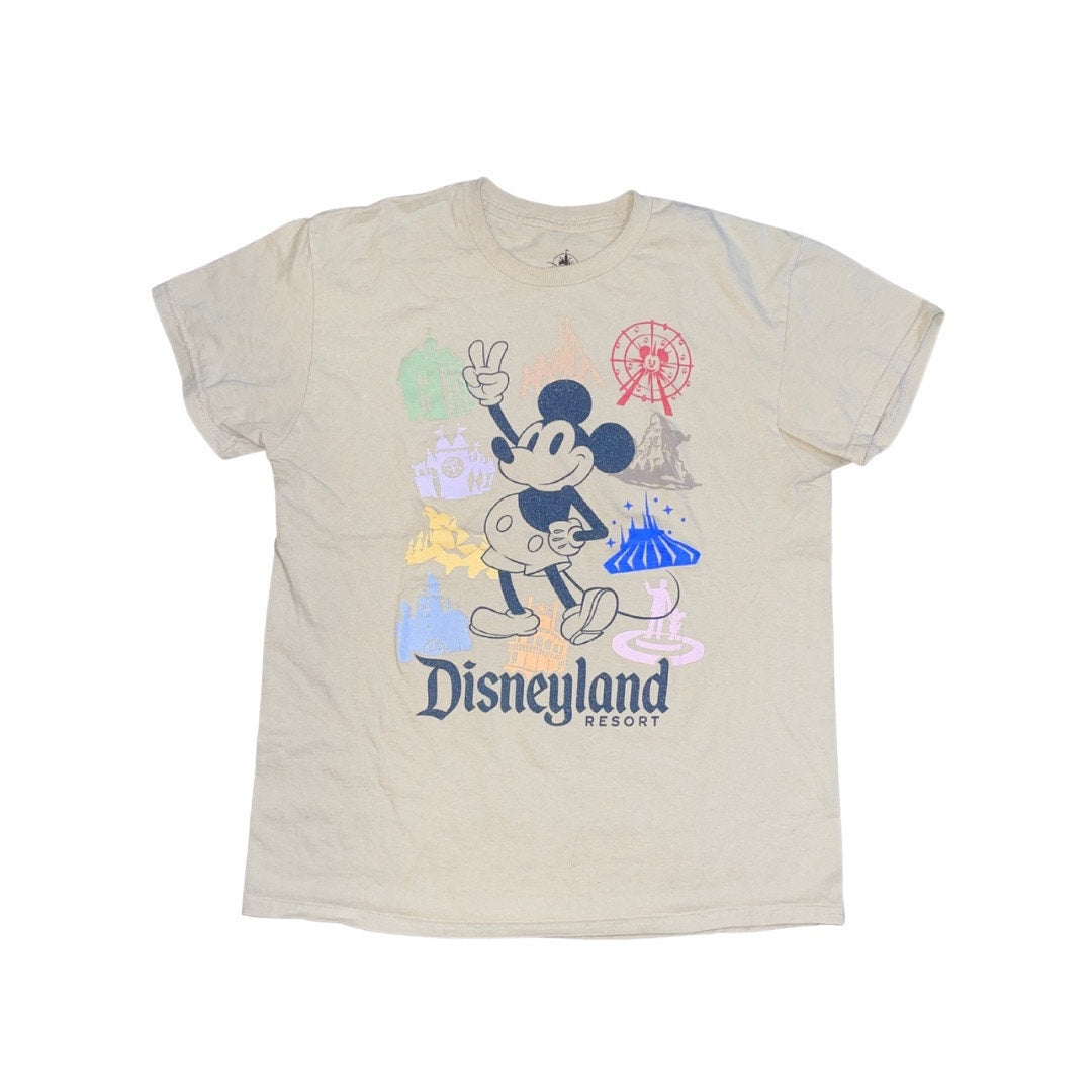 Disneyland Resort Park Icons Mickey Peace Sign T-shirt 100% Cotton Size Medium